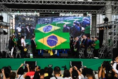 Momento do Hino nacional do Brasil na cerimônia de abertura. Foto: ©Alex Santos/Record TV Japan