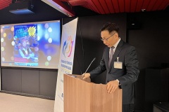 Presidente da CCBJ, Celso Guiotoko discursa no CCBJ Awards Person of the Year na Embaixada do Brasil em Tóquio. foto: ©Ewerthon Tobace/Record TV Japan